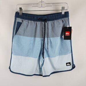 Quiksilver Shorts Men Small Orion Blue Striped Performance Boardshort (28x7) NWT